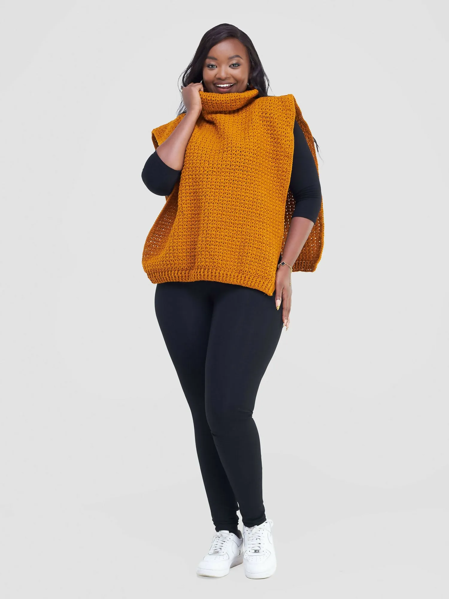 Warmth & Whimsy Crocheted Wrap Poncho - Yellow