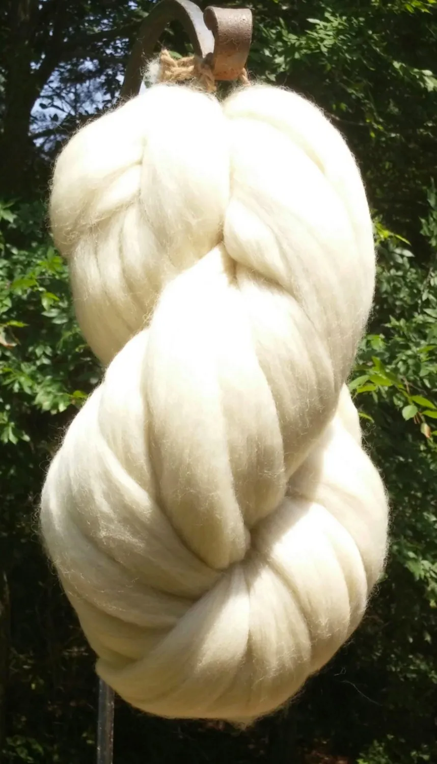 White Wool Top Roving Fiber Spinning, Undyed Wool Roving, Wool For Spinning, Wool For Felting, Wool For Chunky Knit Blanket