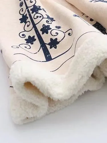 Xmas Women loose cloak type tassel lace up hoodies jackets bohemian Christmas print cape coat 2017 new