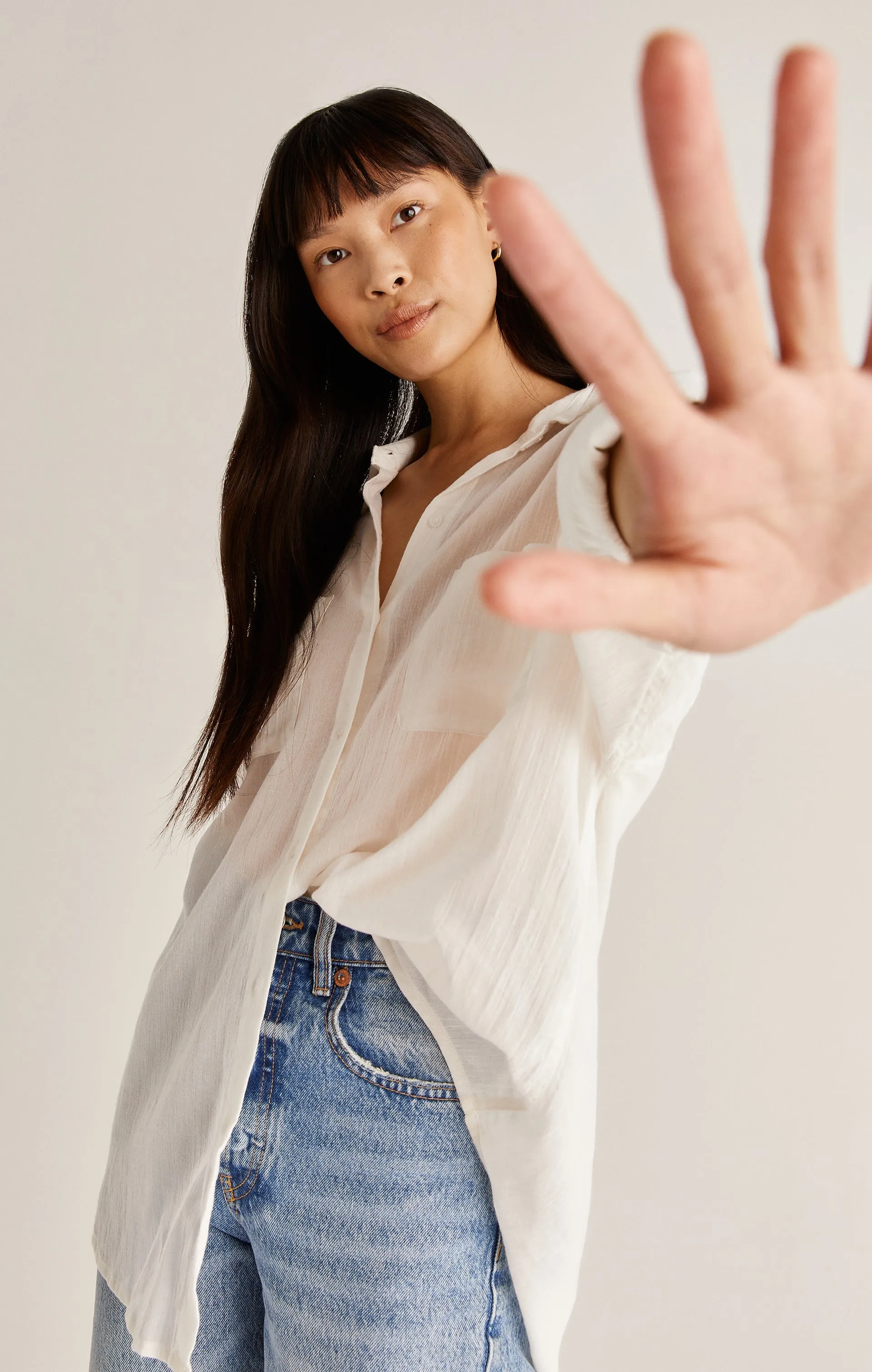 Z Supply Lalo Button Up Top - White