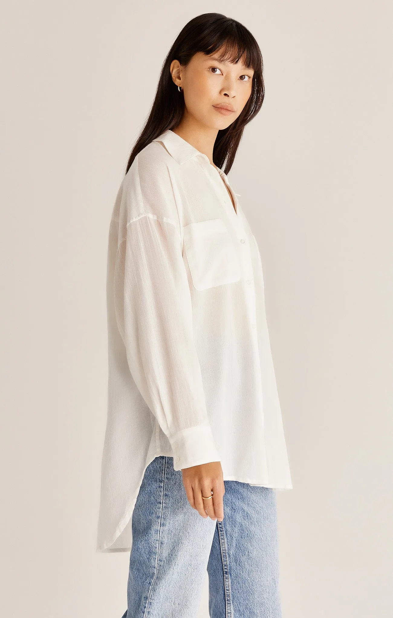 Z Supply Lalo Button Up Top - White